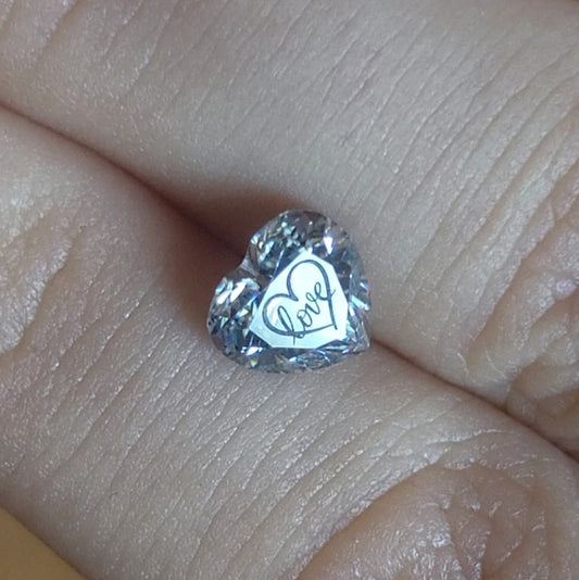 Laser Engrave On Center Table Of Moissanite Heart Love Engraved On Moissanite
