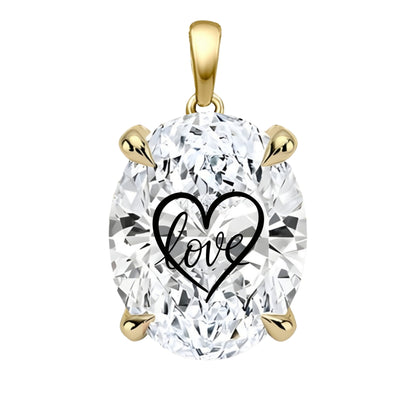Lab Grown Diamond Oval Pendant With Love Laser Engraved On The Diamond