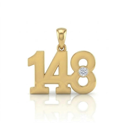 תליון מספר 148 גימטריה של רבי נחמן מברסלב בשיבוץ יהלום מעבדה זהב 14 קראט צהוב/לבן/רוז גולד