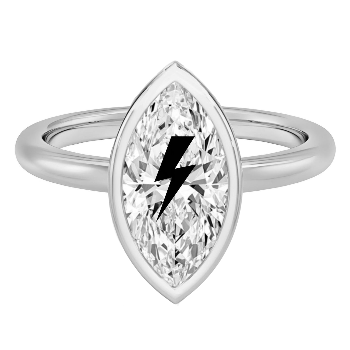 טבעת חותם יהלום מעבדה מרקיזה עם חריטת לייזר ברק - שיבוץ בזל זהב 14 קראט לבן/צהוב/רוז גולד