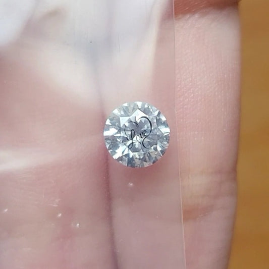 Laser Engrave On Center Of Moissanite Round Love Engraved On Moissanite