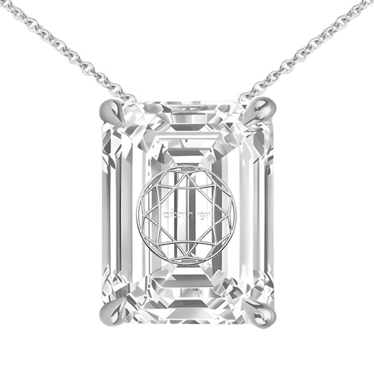 שרשרת אבן מוסונייט אמרלד מרחפת עם חריטת לייזר בעיצוב אישי - כסף 925