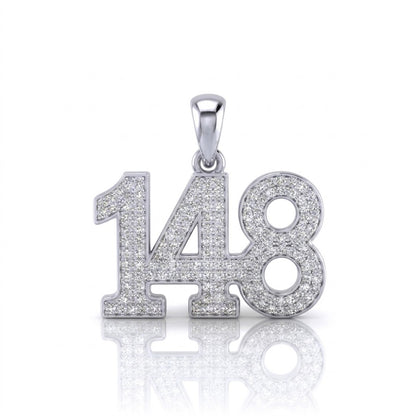 תליון מספר 148 גימטריה של רבי נחמן מברסלב בשיבוץ יהלומי מעבדה זהב 14 קראט צהוב/לבן/רוז גולד