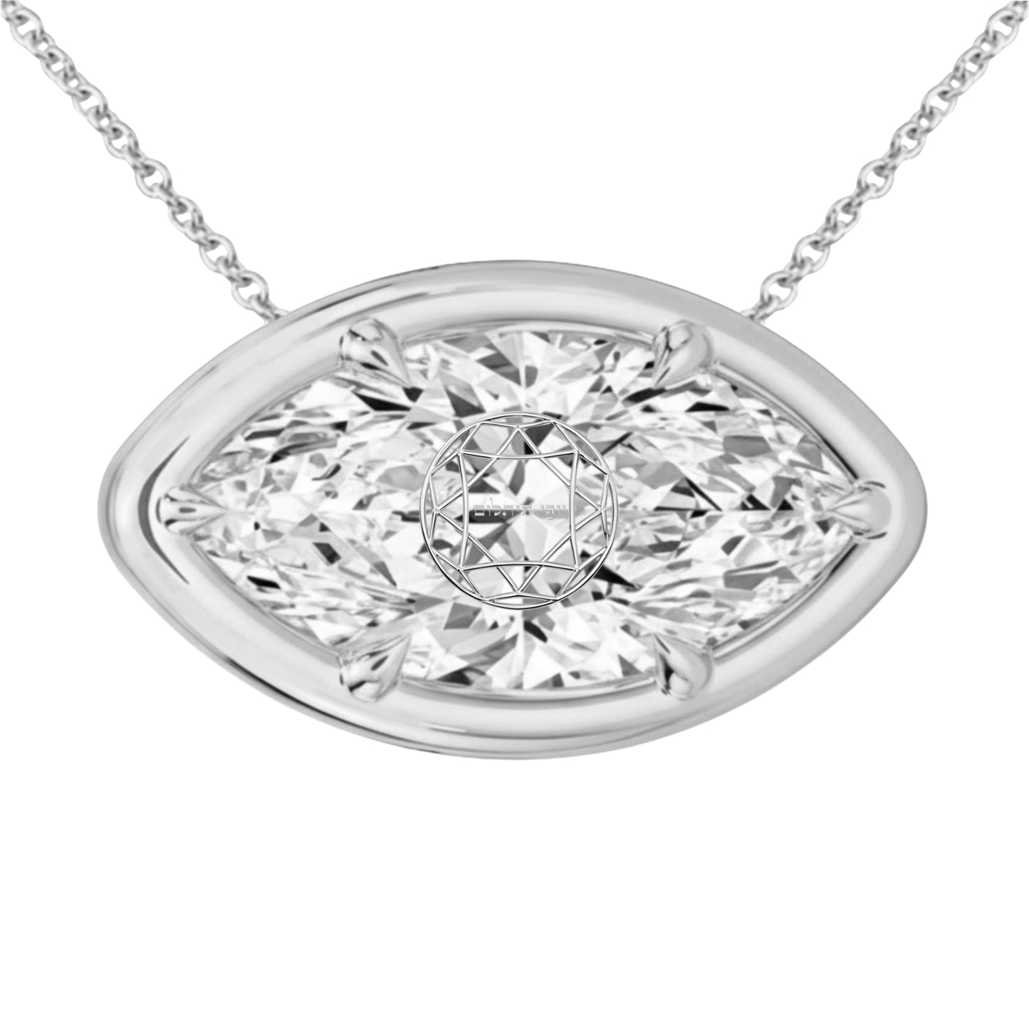 Lab Grown Diamond Marquise Bezel Prongs Pendant Necklace 14K Yellow/White/Rose Gold