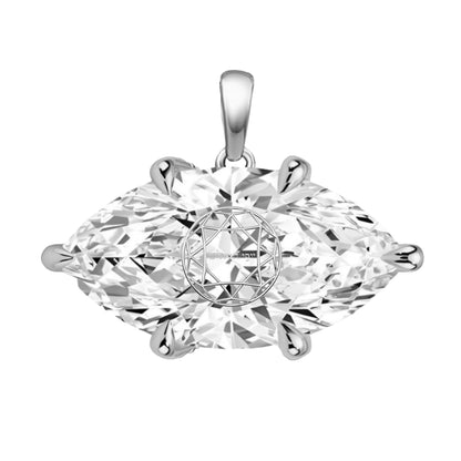 תליון יהלום מעבדה מרקיזה עם חריטת לייזר בעיצוב אישי - זהב 14 קראט צהוב/לבן/רוז גולד