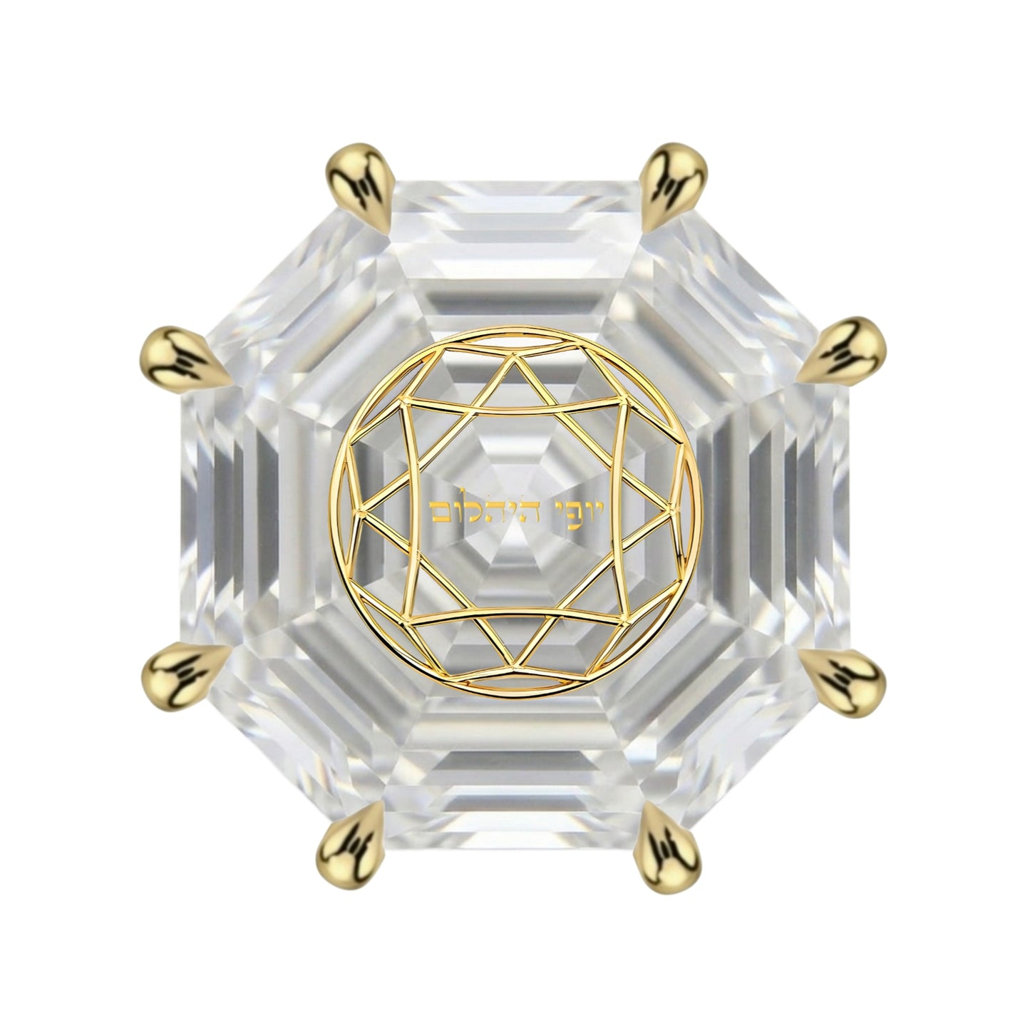 עגיל יהלום מעבדה מתומן Octagonal זהב 14 קראט צהוב/לבן/רוז גולד – עגיל ייחודי