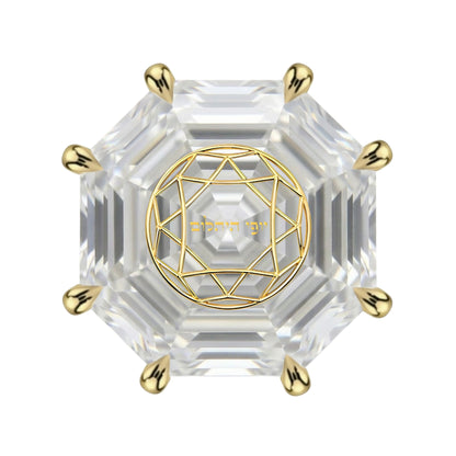 עגיל יהלום מעבדה מתומן Octagonal זהב 14 קראט צהוב/לבן/רוז גולד – עגיל ייחודי