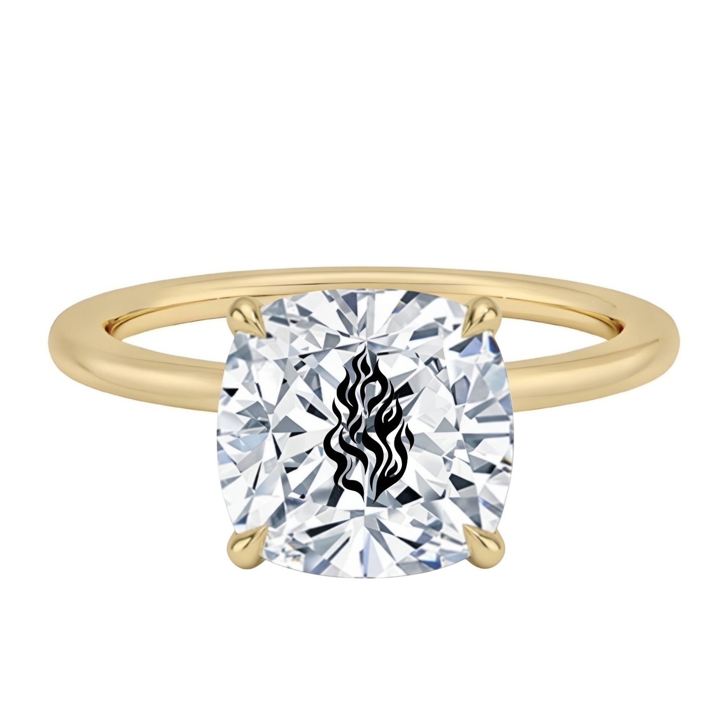 טבעת יהלום מעבדה קושן חריטה שמע ישראל - זהב 14 קראט צהוב/לבן/רוז גולד