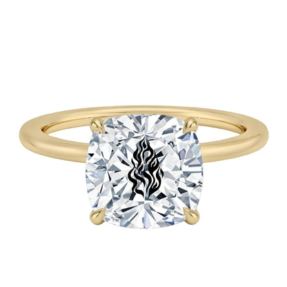 טבעת יהלום מעבדה קושן חריטה שמע ישראל - זהב 14 קראט צהוב/לבן/רוז גולד