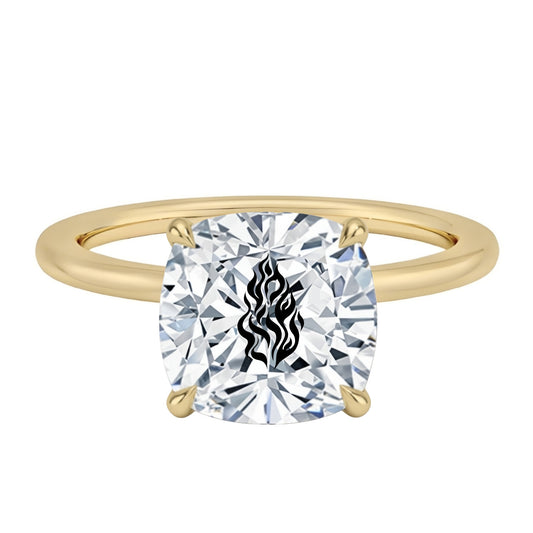 טבעת יהלום מעבדה קושן חריטה שמע ישראל - זהב 14 קראט צהוב/לבן/רוז גולד