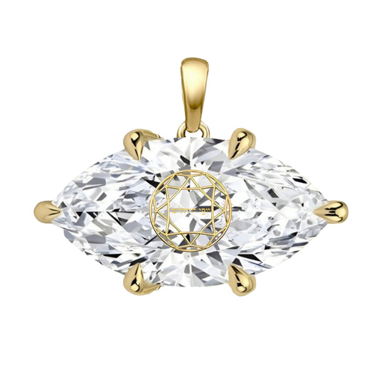 תליון יהלום מעבדה מרקיזה עם חריטת לייזר בעיצוב אישי - זהב 14 קראט צהוב/לבן/רוז גולד