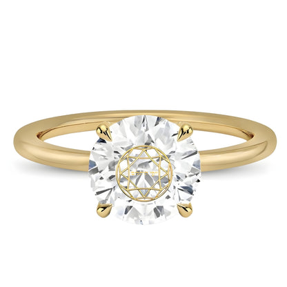 טבעת יהלום מעבדה עגול חריטה בעיצוב אישי - זהב 14 קראט צהוב/לבן/רוז גולד