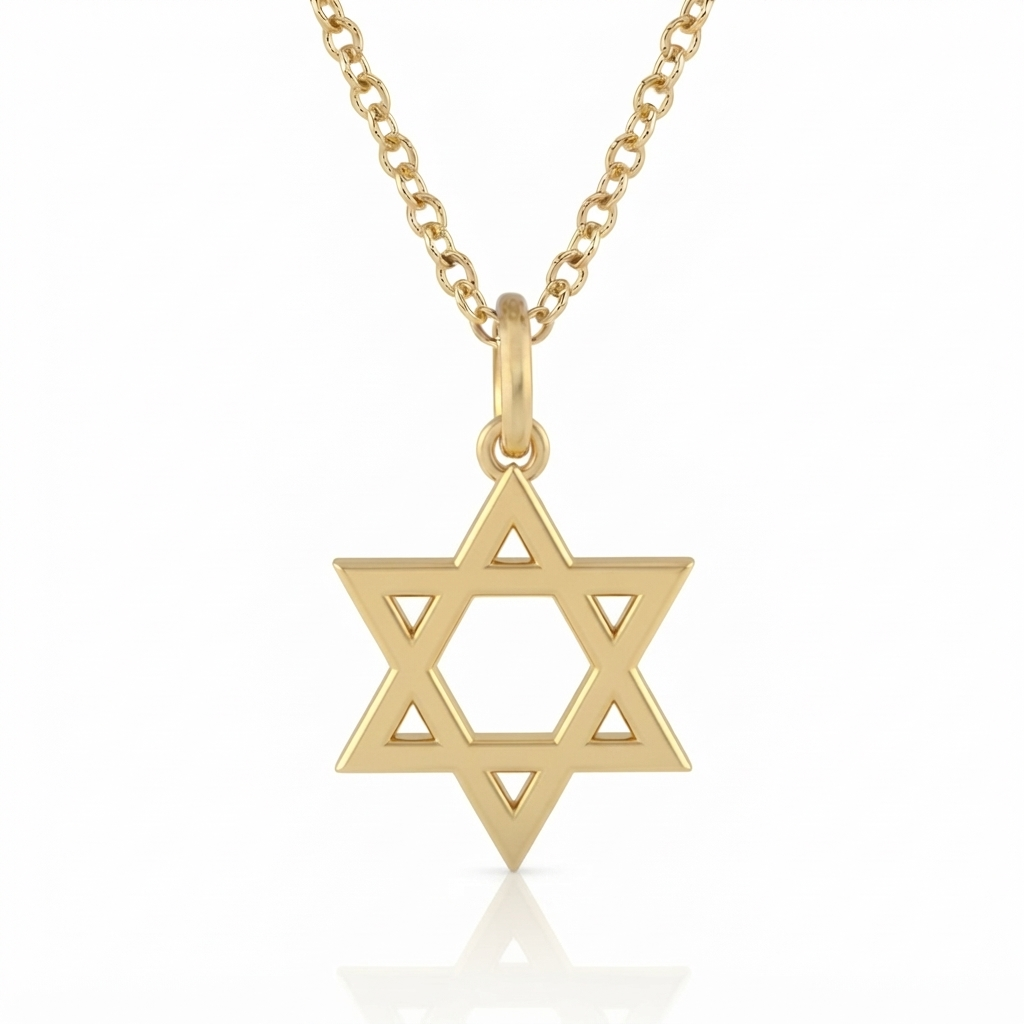 שרשרת תליון מגן דוד בעיצוב אישי זהב 14 קראט צהוב/לבן/רוז גולד