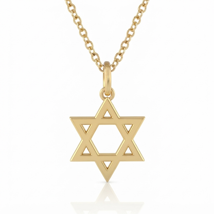 שרשרת תליון מגן דוד בעיצוב אישי זהב 14 קראט צהוב/לבן/רוז גולד