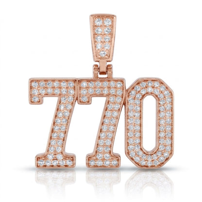 תליון גדול מספר 770 הרבי מלובביץ יהלומי מעבדה זהב 14 קראט צהוב/לבן/רוז גולד - עיצוב מיוחד