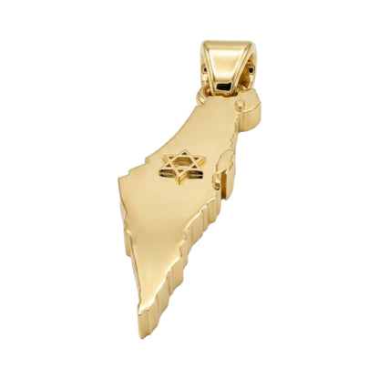 תליון מפת ארץ ישראל עם מגן דוד זהב 14 קראט צהוב/לבן/רוז גולד - עיצוב מיוחד