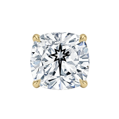 עגיל יהלום מעבדה קושן עם חריטת לייזר כוכב הצפון – זהב 14 קראט לבן/צהוב/רוז גולד