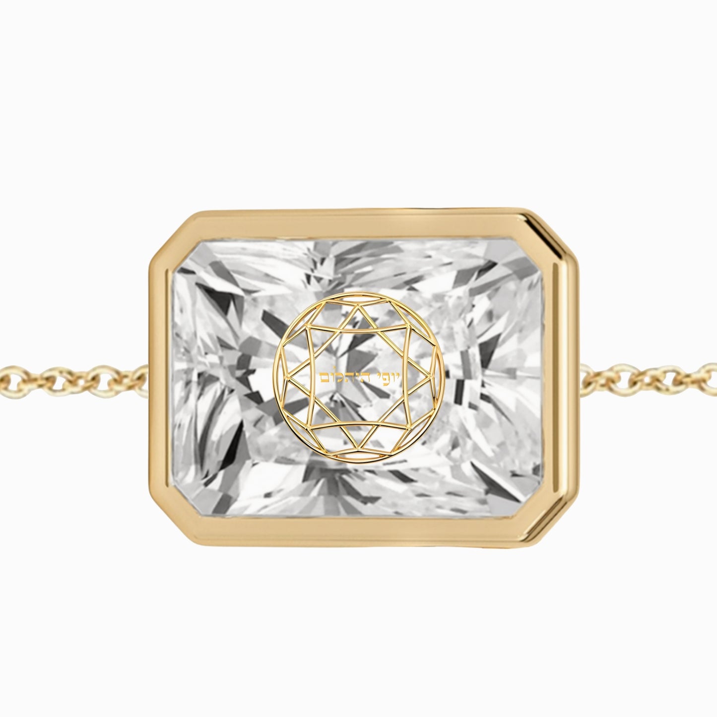 Laser Engrave On Lab Grown Diamond Radiant Bezel Floating Pendant Custom Engrave 14K Yellow/White/Rose Gold