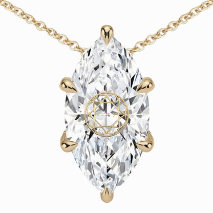 שרשרת יהלום מעבדה מרקיזה מרחפת עם חריטת לייזר בעיצוב אישי - זהב 14 קראט צהוב/לבן/רוז גולד