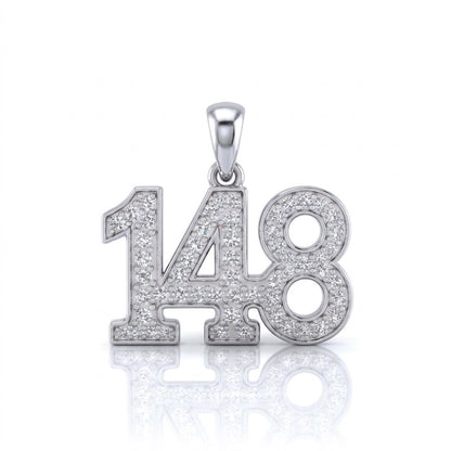 תליון מספר 148 גימטריה של רבי נחמן מברסלב בשיבוץ יהלומי מעבדה זהב 14 קראט צהוב/לבן/רוז גולד
