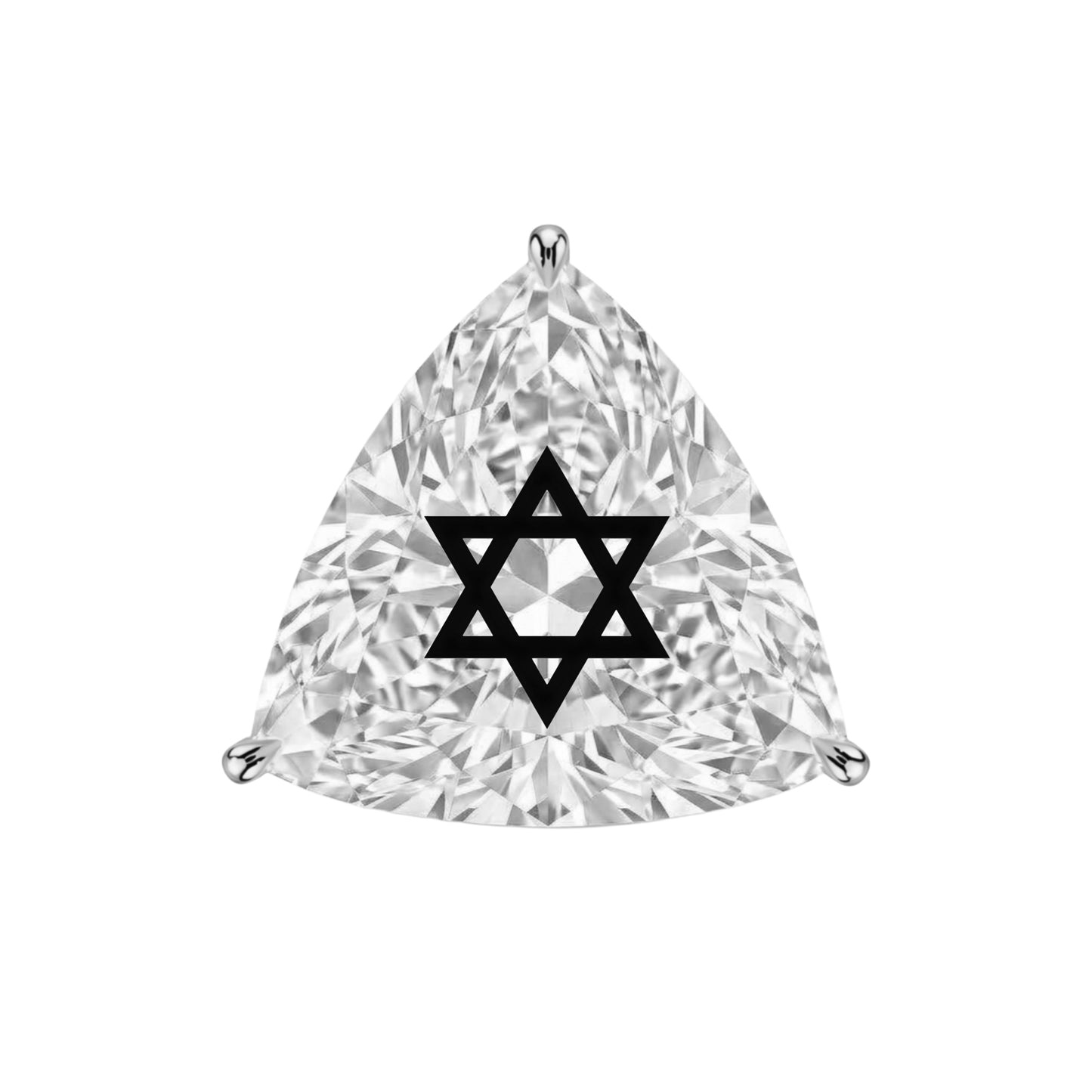 עגיל אבן מוסונייט משולש עם חריטת לייזר מגן דוד – זהב 14 קראט צהוב/לבן/רוז גולד