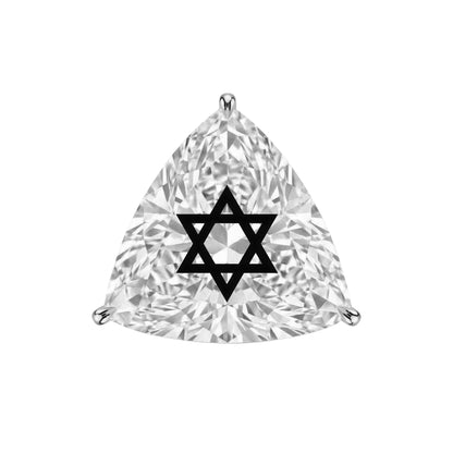 עגיל אבן מוסונייט משולש עם חריטת לייזר מגן דוד – זהב 14 קראט צהוב/לבן/רוז גולד