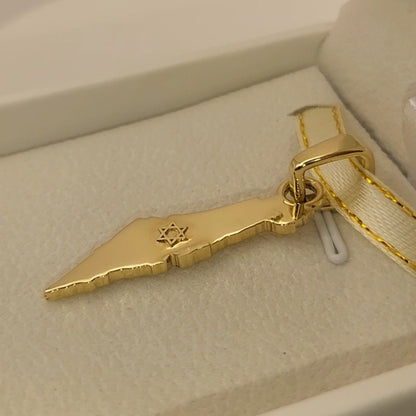 Grand 14K Gold Map of ISRAEL Pendant with Magen David - Special Edition for Thick Chains