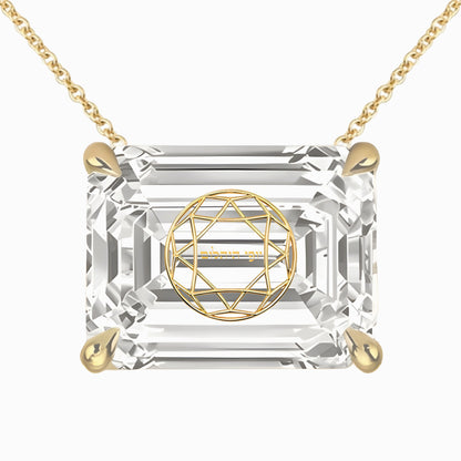 שרשרת יהלום מעבדה אמרלד מרחף עם חריטת לייזר בעיצוב אישי - זהב 14 קראט צהוב/לבן/רוז גולד