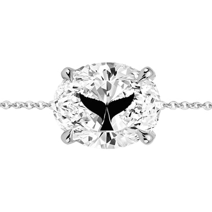 צמיד יהלום מעבדה אובל מרחף חריטה סנפיר - זהב 14K צהוב/לבן/רוז גולד