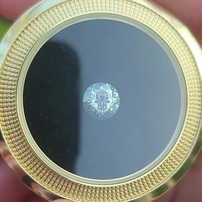 Laser Engrave On Moissanite Round Hamsa Engraved
