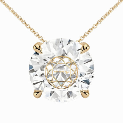 שרשרת יהלום מעבדה עיגול מרחף עם חריטת לייזר בעיצוב אישי - זהב 14 קראט צהוב/לבן/רוז גולד