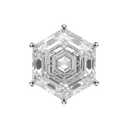 עגיל יהלום מעבדה משושה Hexagonal עם חריטת לייזר בעיצוב אישי – זהב 14 קראט צהוב/לבן/רוז גולד – עגיל ייחודי