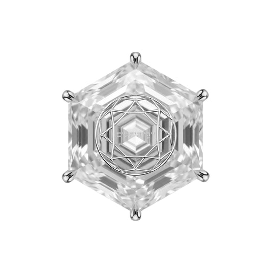 עגיל אבן מוסונייט משושה Hexagonal עם חריטת לייזר בעיצוב אישי – כסף 925