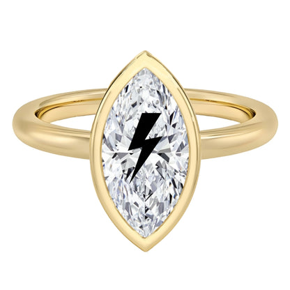 טבעת חותם יהלום מעבדה מרקיזה עם חריטת לייזר ברק - שיבוץ בזל זהב 14 קראט לבן/צהוב/רוז גולד