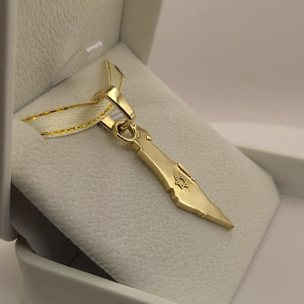 Grand 14K Gold Map of ISRAEL Pendant with Magen David - Special Edition for Thick Chains