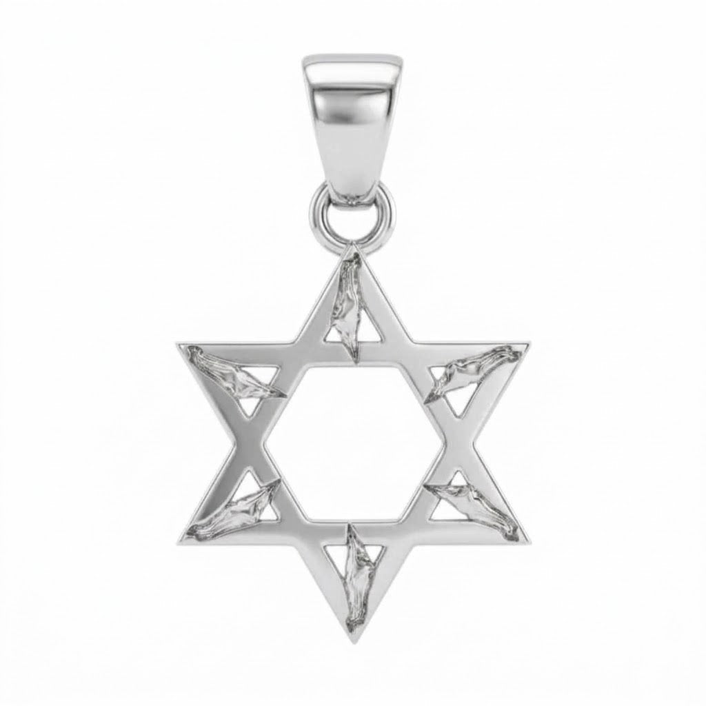 תליון מגן דוד בשילוב מפת ארץ ישראל זהב 14 קראט צהוב/לבן/רוז גולד - עיצוב מיוחד