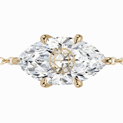 צמיד יהלום מעבדה מרקיזה מרחפת חריטה בעיצוב אישי - זהב 14 קראט צהוב/לבן/רוז גולד