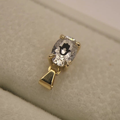 תליון יהלום מעבדה אובל עם חריטת לייזר חמסה בחמסה - זהב 14 קראט צהוב/לבן/רוז גולד