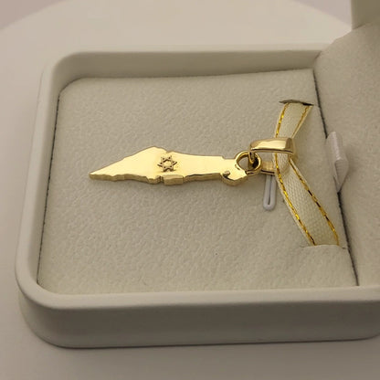 Grand 14K Gold Map of ISRAEL Pendant with Magen David - Special Edition for Thick Chains