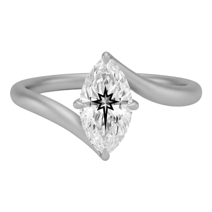 Laser Engrave On Lab Grown Diamond Marquise Twist Ring North Star Engraved 14K Gold
