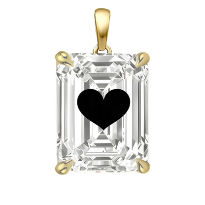Lab Grown Diamond Emerald Pendant With Heart Laser Engraved On The Diamond 14K Gold