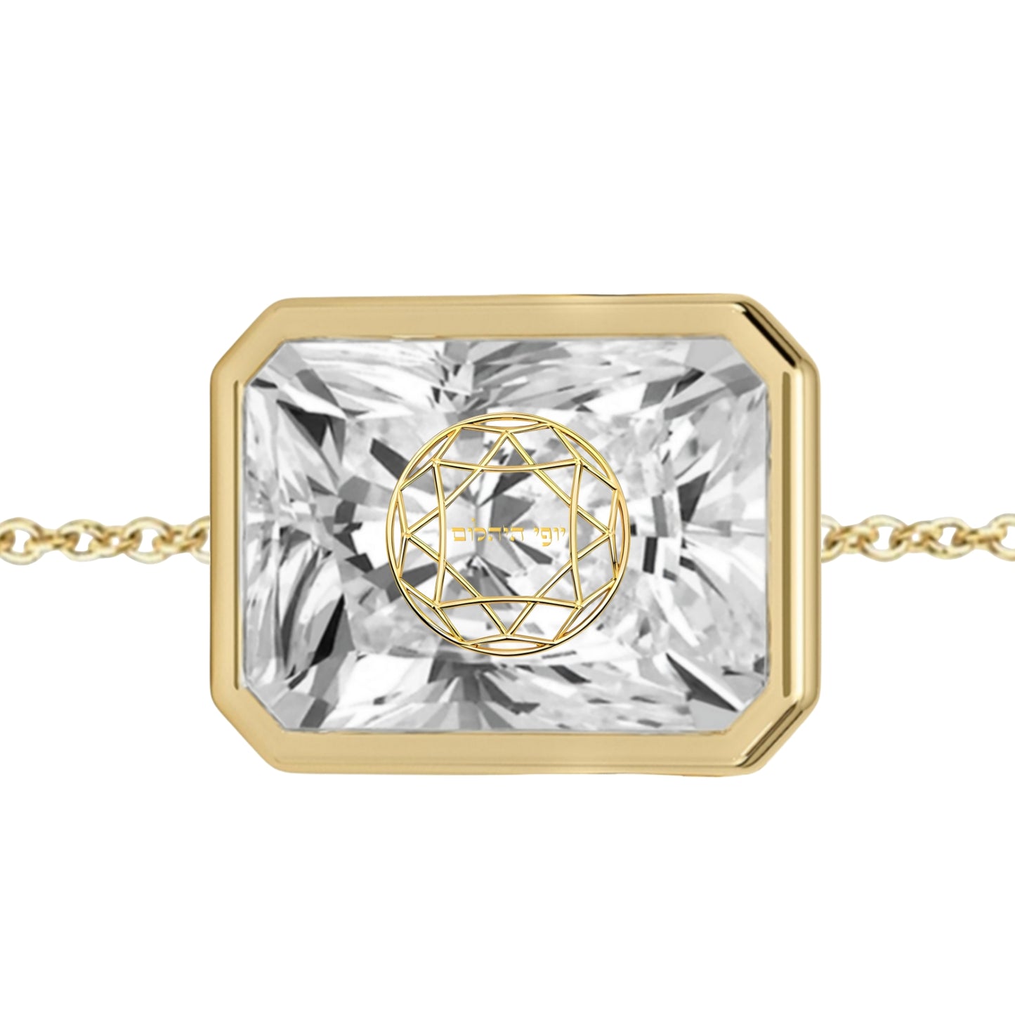 Laser Engrave On Lab Grown Diamond Radiant Bezel Floating Pendant Custom Engrave 14K Yellow/White/Rose Gold