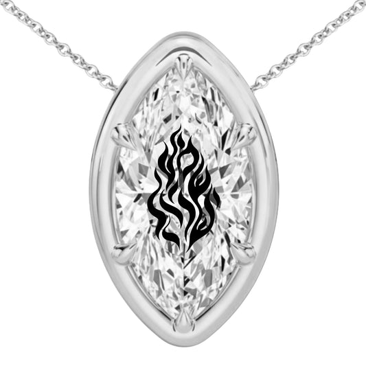 שרשרת אבן מוסונייט מרקיזה מרחף עם חריטת לייזר שמע ישראל - שיבוץ בזל ציפורני חתול כסף 925