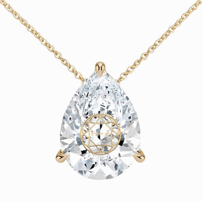 שרשרת יהלום מעבדה טיפה מרחפת עם חריטת לייזר בעיצוב אישי - זהב 14 קראט צהוב/לבן/רוז גולד