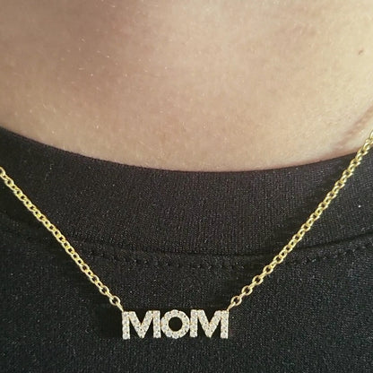 MOM Pendant Necklace Lab Grown Diamonds 14K Yellow/White/Rose Gold