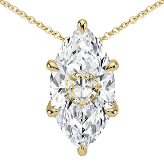 שרשרת יהלום מעבדה מרקיזה מרחפת עם חריטת לייזר בעיצוב אישי - זהב 14 קראט צהוב/לבן/רוז גולד