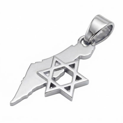 תליון מפת ארץ ישראל בשילוב חצי מגן דוד קטן זהב 14 קראט צהוב/לבן/רוז גולד - עיצוב מיוחד
