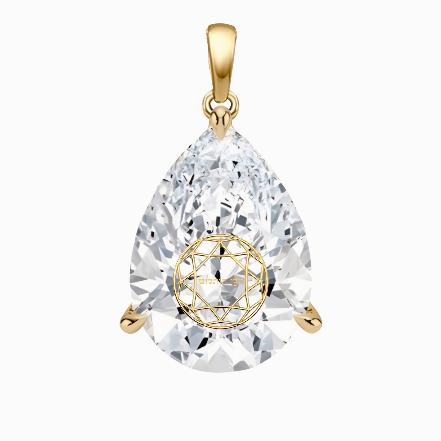 תליון יהלום מעבדה טיפה עם חריטת לייזר בעיצוב אישי - זהב 14 קראט צהוב/לבן/רוז גולד