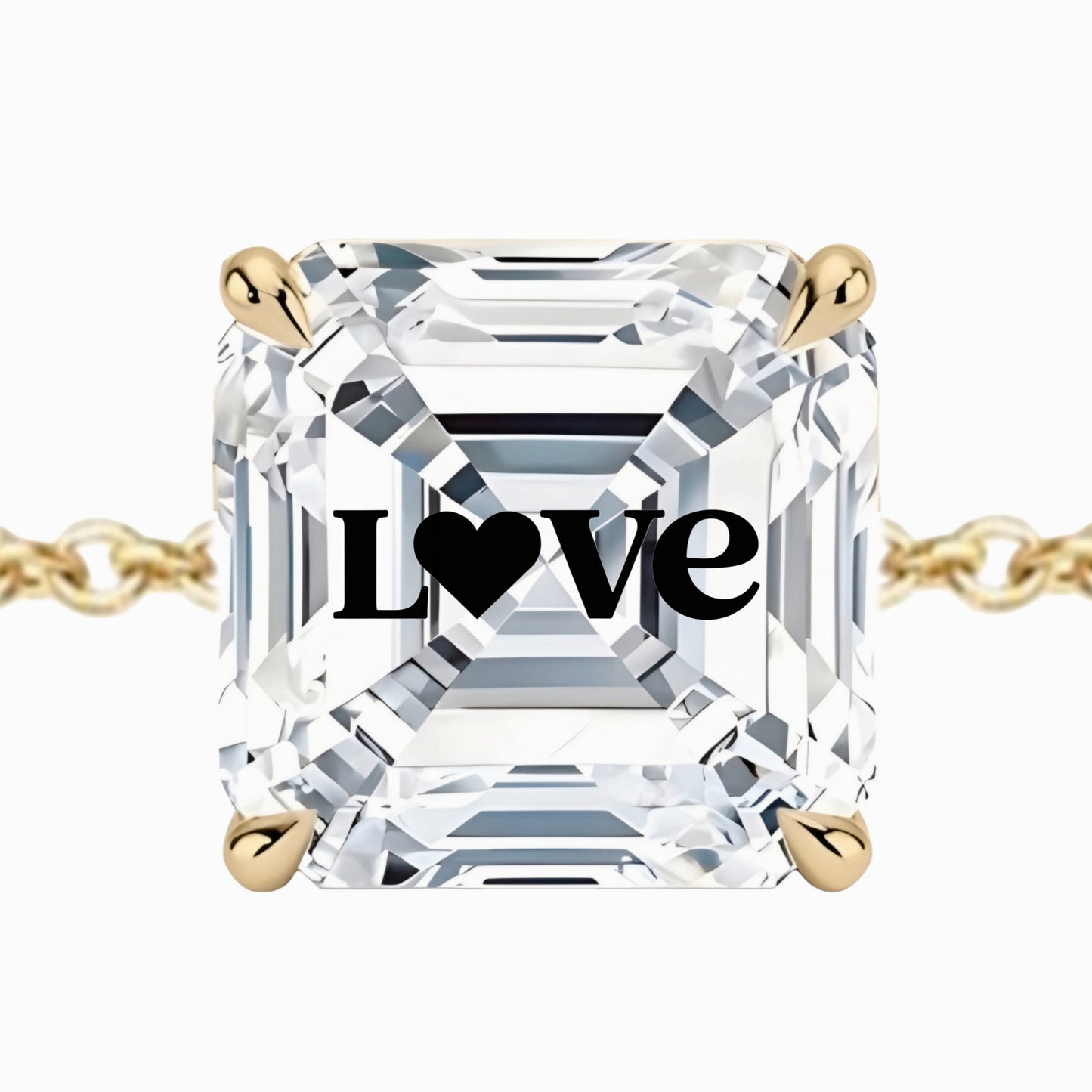 צמיד יהלום מעבדה אשר מרחף עם חריטת לייזר Love – זהב 14 קראט צהוב/לבן/רוז גולד