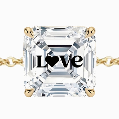 צמיד יהלום מעבדה אשר מרחף עם חריטת לייזר Love – זהב 14 קראט צהוב/לבן/רוז גולד